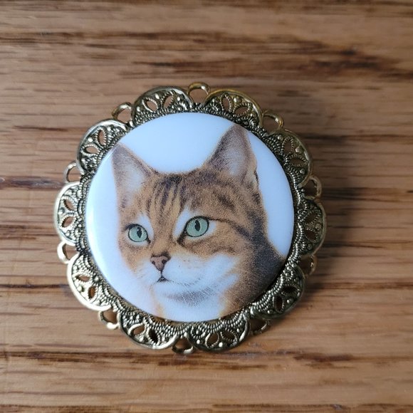 Cute Vintage Cat Pin from Western Germany Missing Pin - Picture 2 of 6